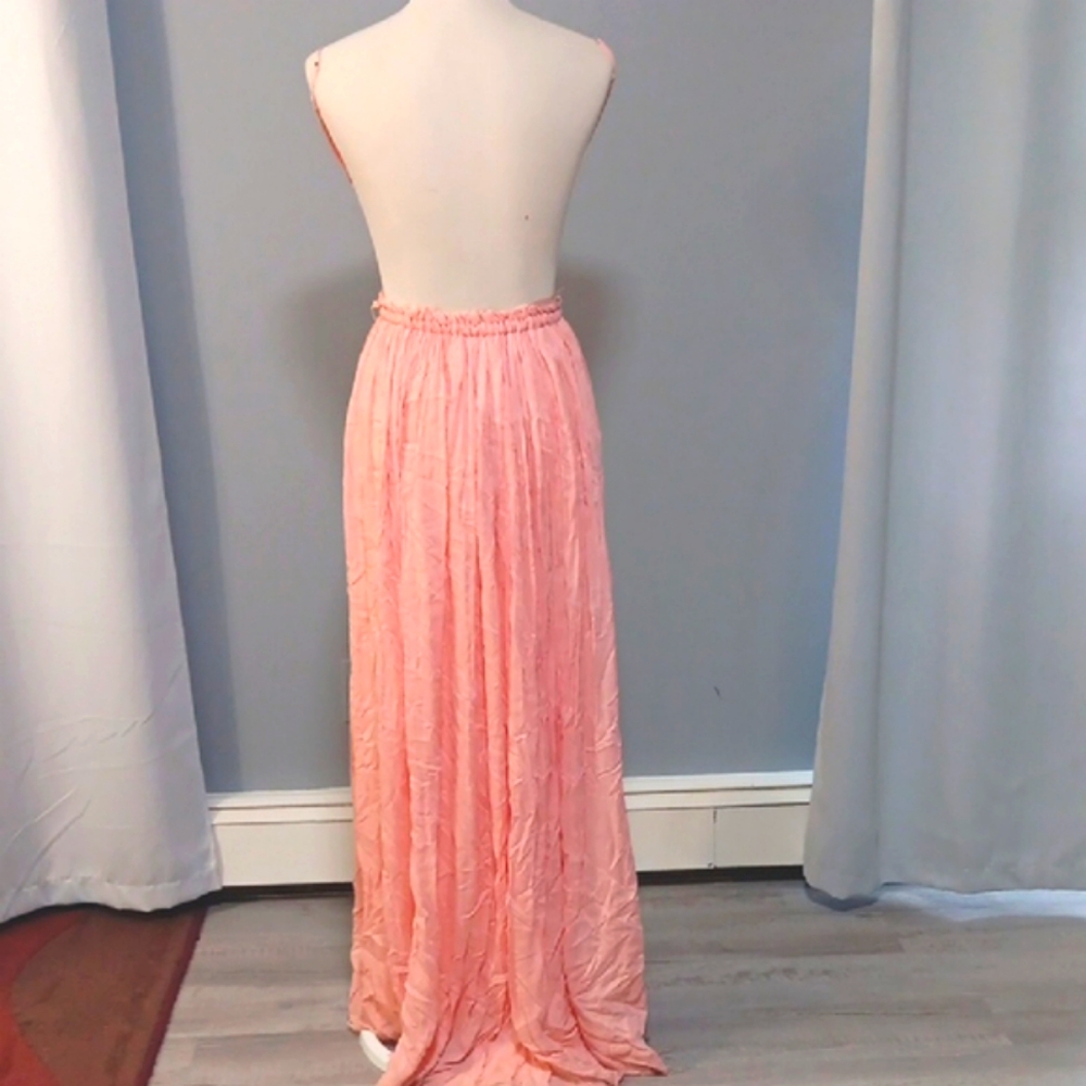 Pink Backless Ruched Maxi Dress - Picture 2 of 4